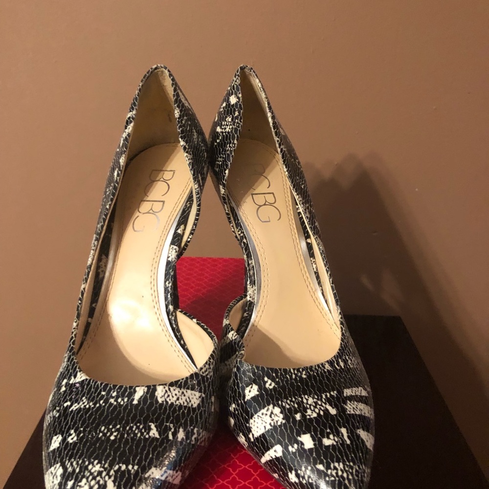 Black and white heels